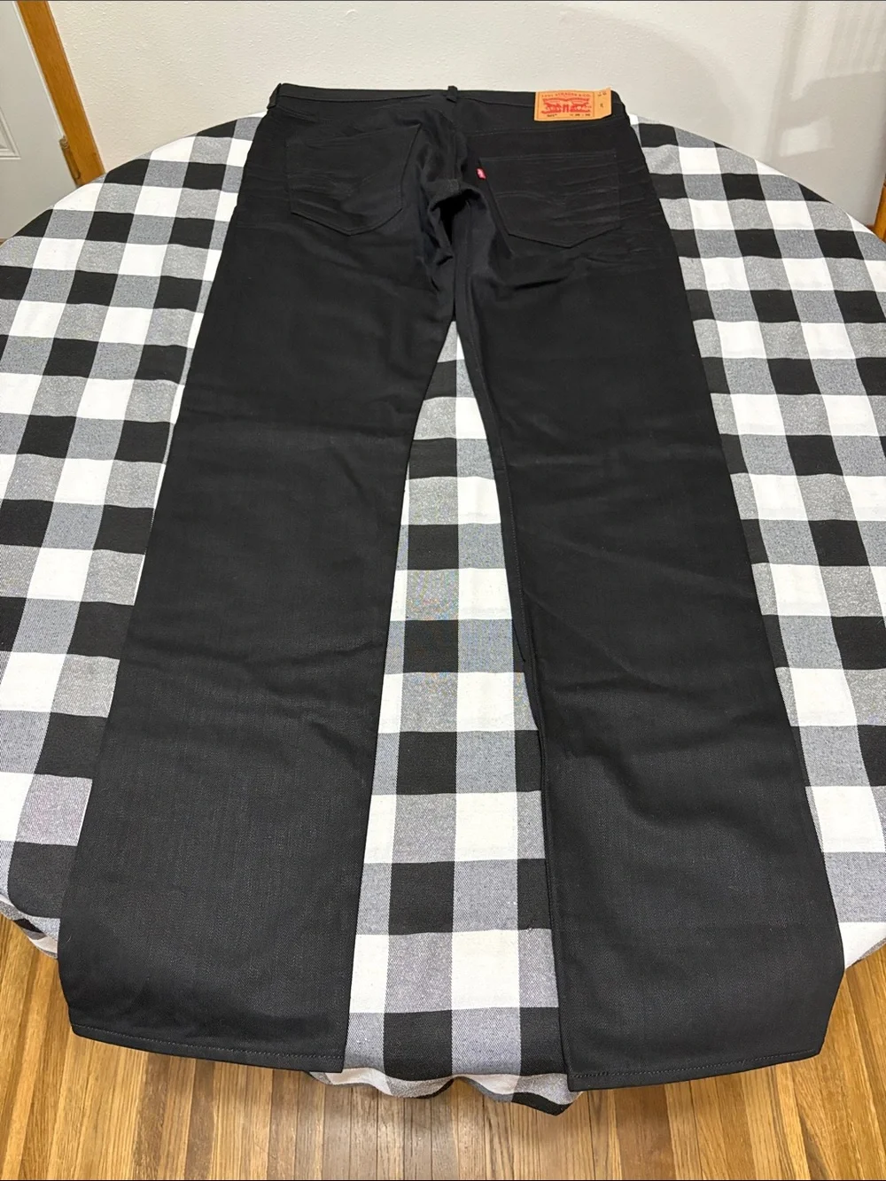 EXC Levi Levi's 501 Polished Black Button Fly Jeans Mens 36 x 36 Cotton Whiskers